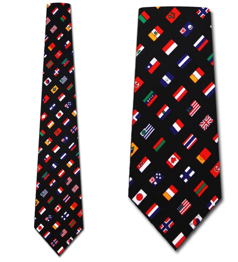 Three Rooker International Flags Tie World Flags Dark Navy Blue - Image 2